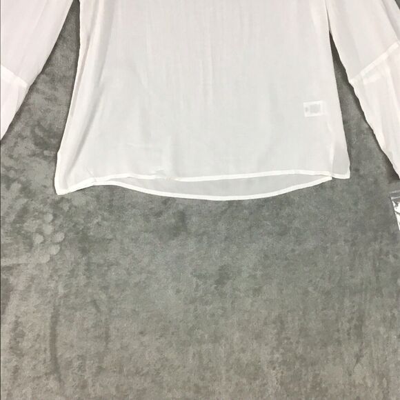 Treasure & Bond Women Size Small Top Pullover Sheer Ivory Bell Sleeves Slit Side - Picture 12 of 16